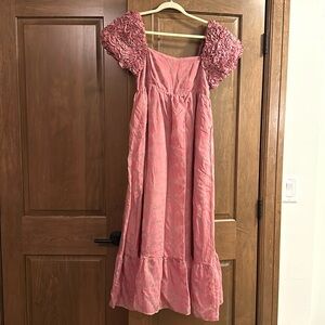 NWT pink midi dress with floral cap sleeves